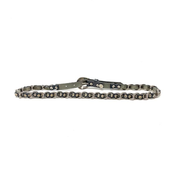 Leatherock USA LR Gray Rhinestone Leather Chain Weave Belt sz 33